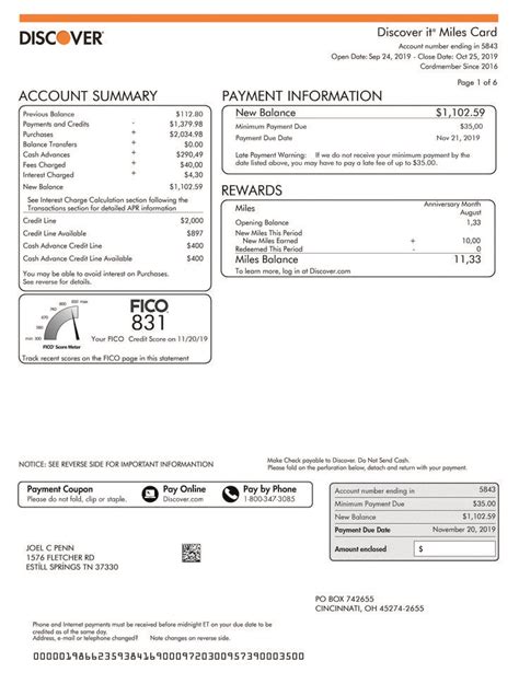 Discover Bank Statement Template
